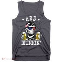 Abe Drinkin Patriotic American Abraham Lincoln Drinking Tank Top thumb 0