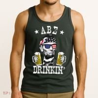 Abe Drinkin Patriotic American Abraham Lincoln Drinking Tank Top thumb 3