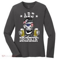 Abe Drinkin Patriotic American Abraham Lincoln Drinking Women's Long Sleeve Shirt thumb 0