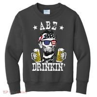Abe Drinkin Patriotic American Abraham Lincoln Drinking Kids Sweatshirt thumb 0