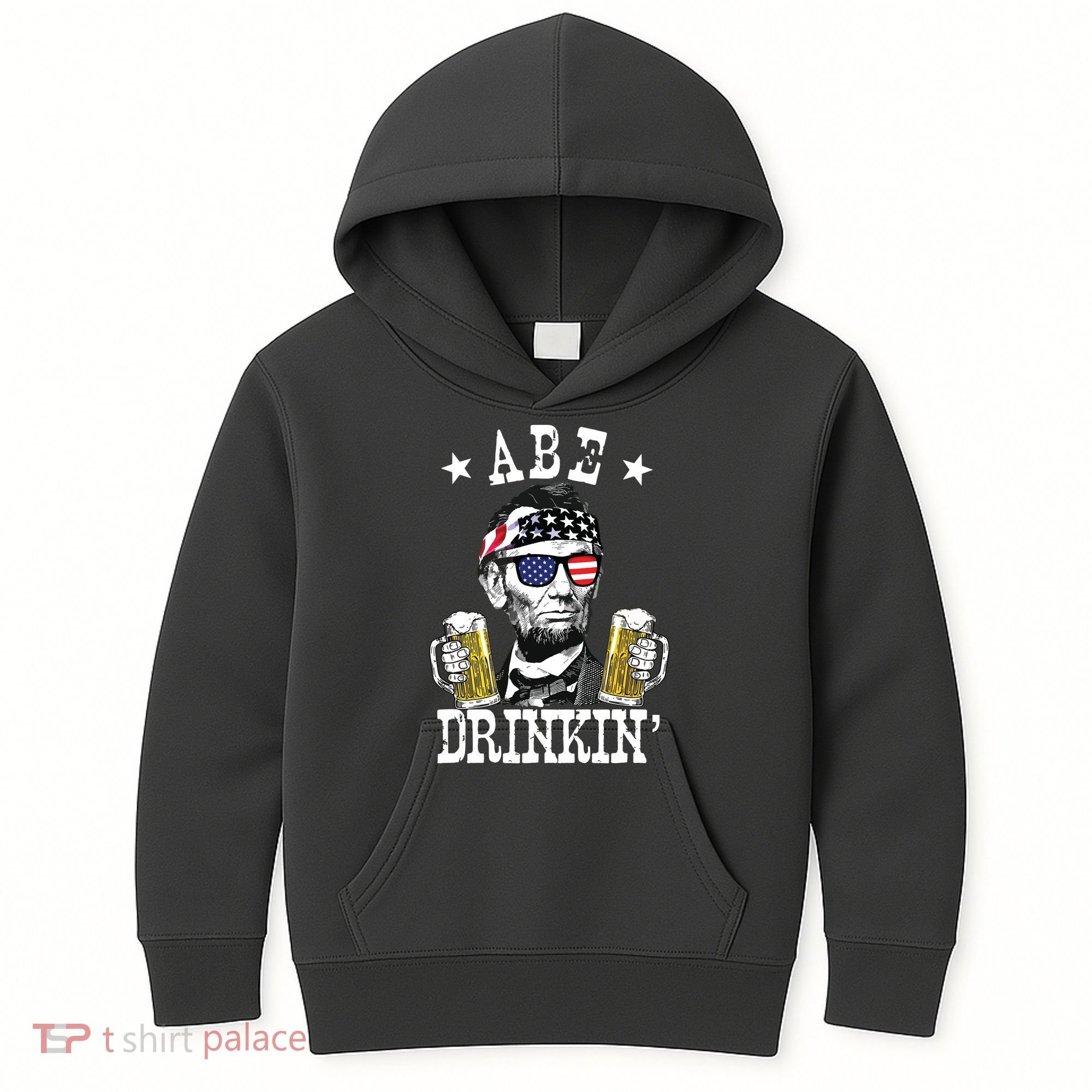 Abe Drinkin Patriotic American Abraham Lincoln Drinking Kids Hoodie