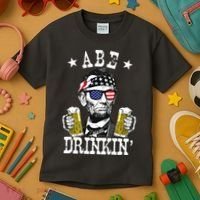 Abe Drinkin Patriotic American Abraham Lincoln Drinking Kids T-Shirt thumb 3