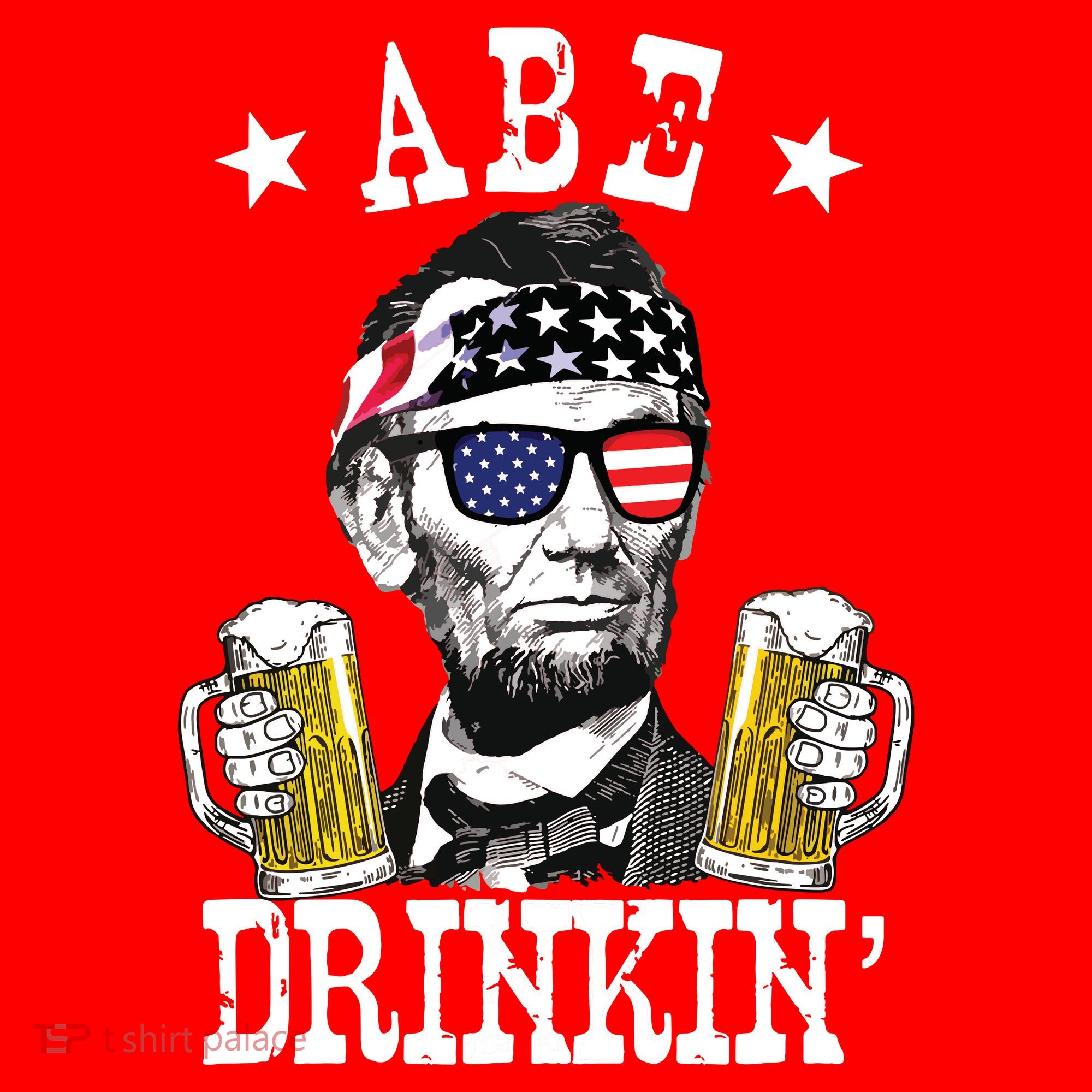 Abe Drinkin Patriotic American Abraham Lincoln Drinking Santa Hat