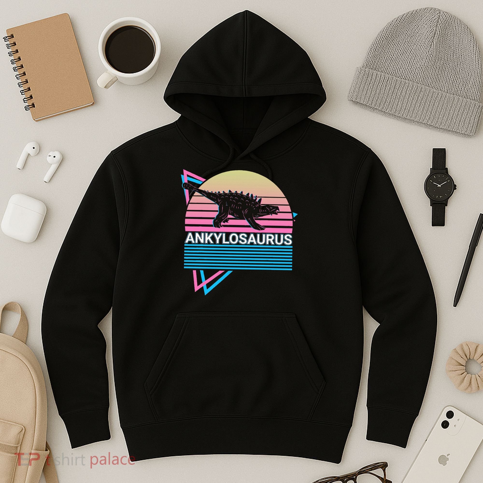 Ankylosaurus Dinosaur Retro Hoodie