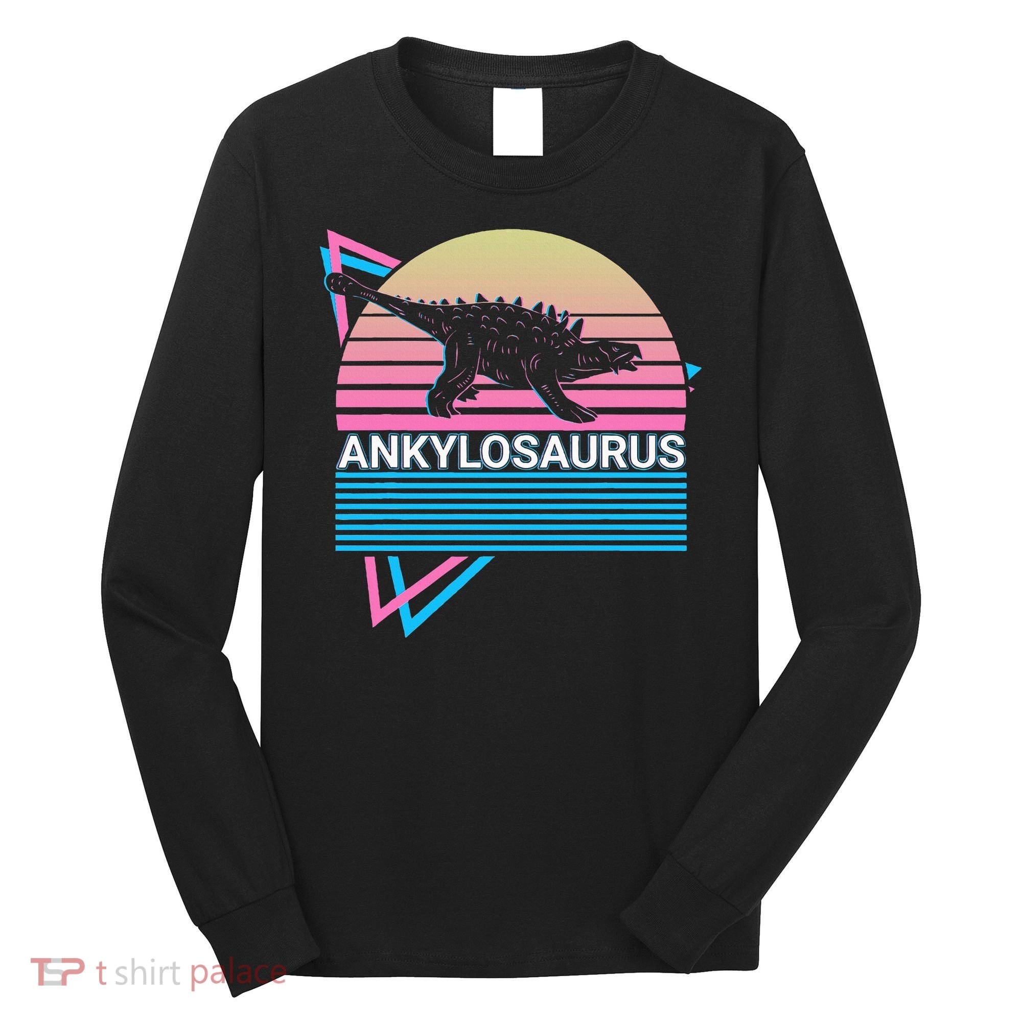 Ankylosaurus Dinosaur Retro Long Sleeve Shirt