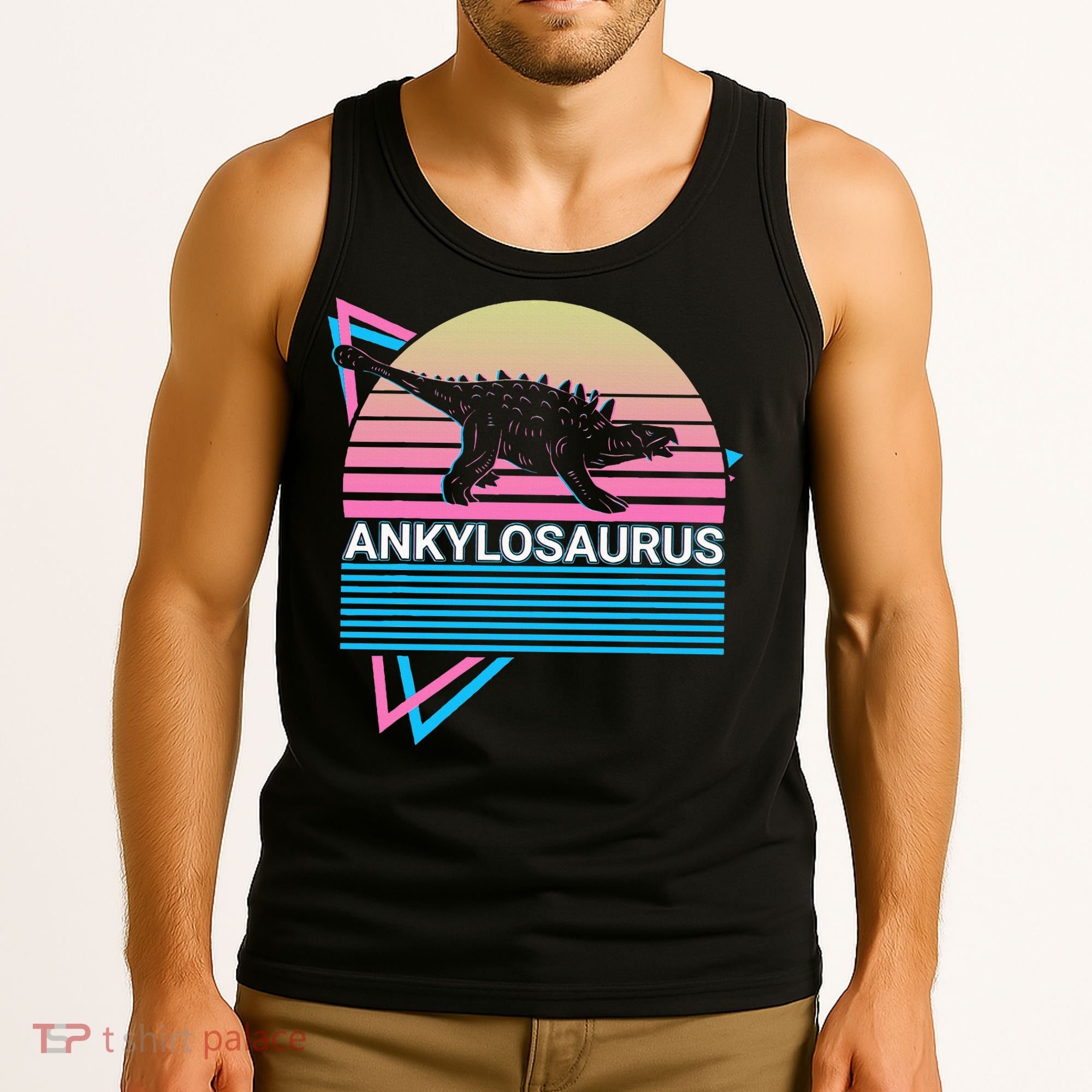 Ankylosaurus Dinosaur Retro Tank Top
