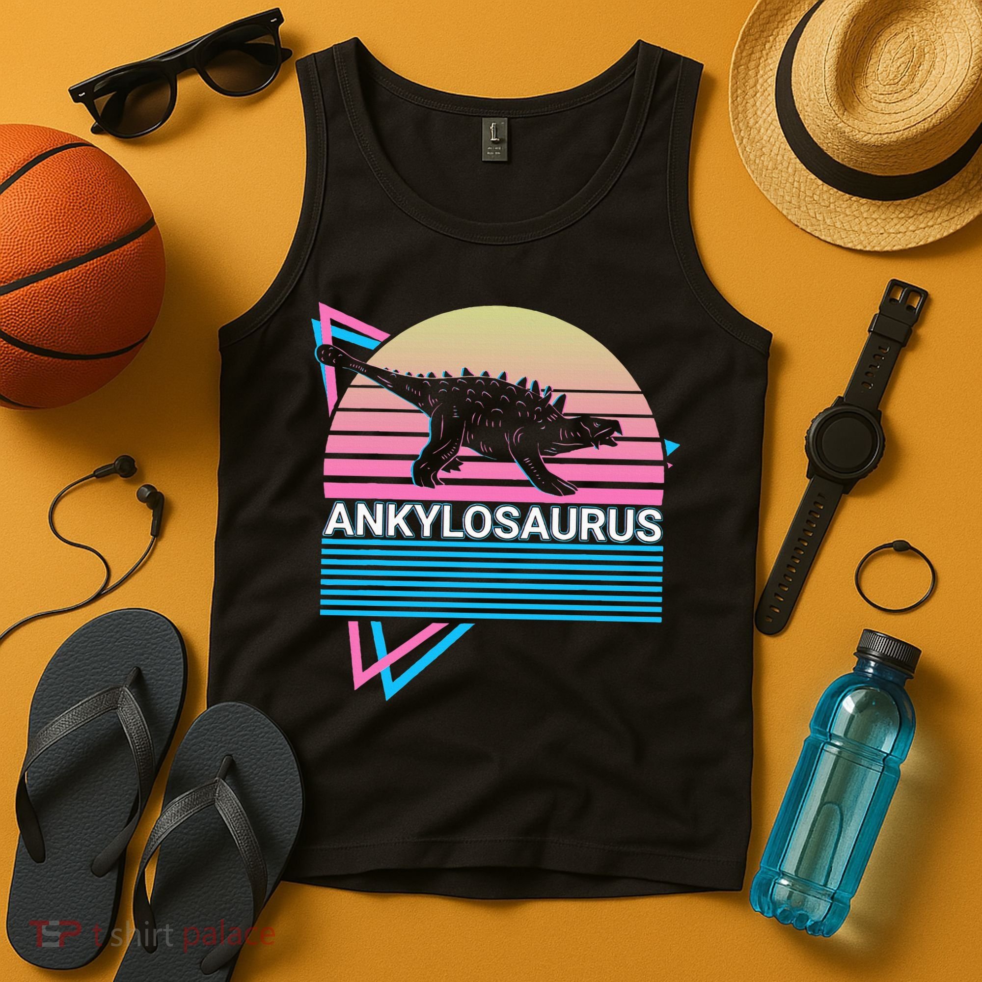 Ankylosaurus Dinosaur Retro Tank Top