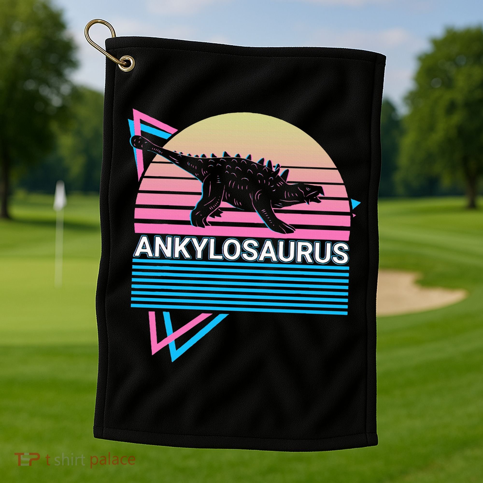 Ankylosaurus Dinosaur Retro Golf Towel
