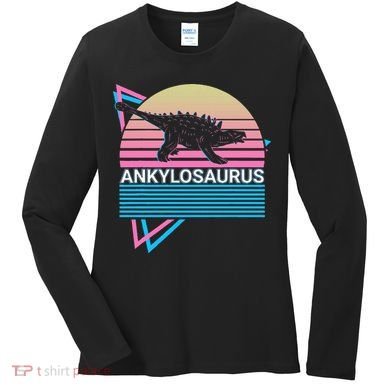 Ankylosaurus Dinosaur Retro Women's Long Sleeve Shirt