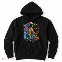 Astronaut DJ Record Techno Music Cool Astronauts Space Hoodie thumb 0