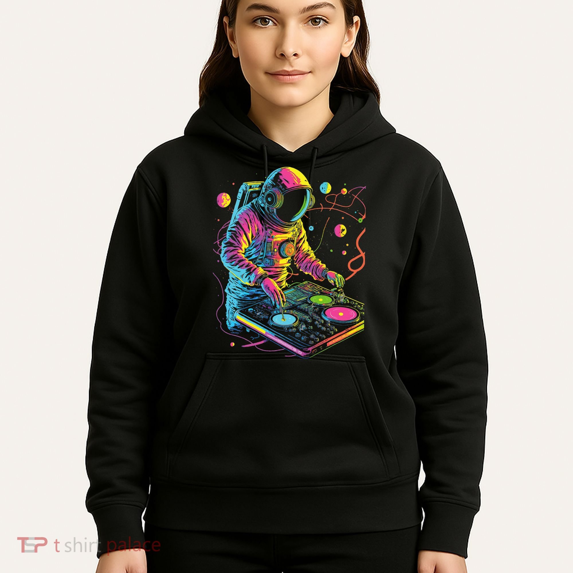 Astronaut DJ Record Techno Music Cool Astronauts Space Hoodie