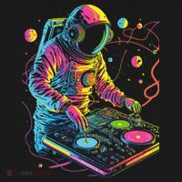 Astronaut DJ Record Techno Music Cool Astronauts Space Polo thumb 3