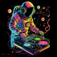 Astronaut DJ Record Techno Music Cool Astronauts Space Ornament thumb 1