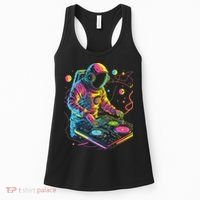 Astronaut DJ Record Techno Music Cool Astronauts Space Women's Tank Top thumb 0