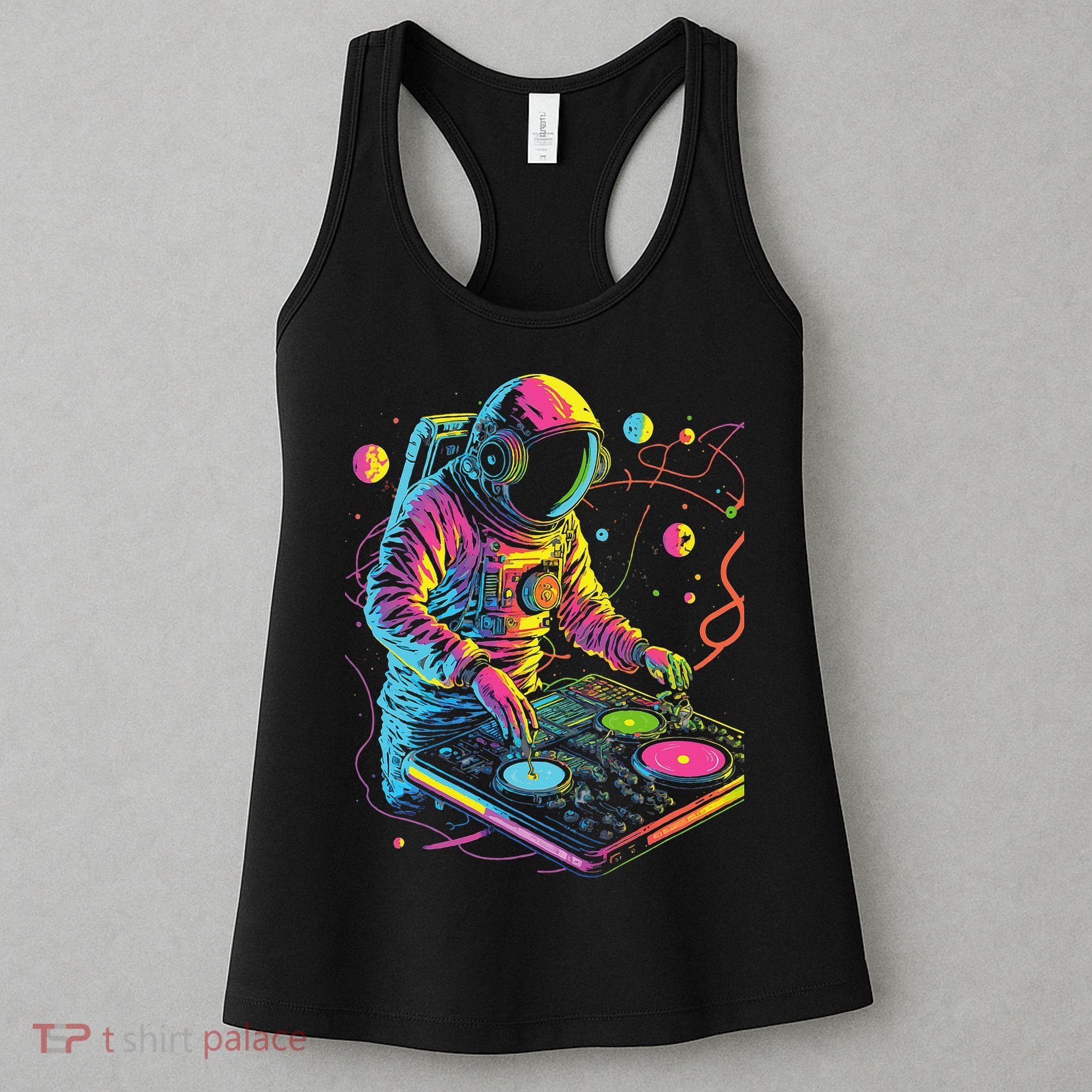 Astronaut DJ Record Techno Music Cool Astronauts Space Women's Tank Top