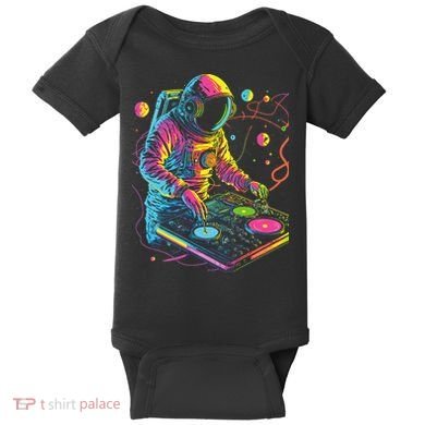 Astronaut DJ Record Techno Music Cool Astronauts Space Baby Bodysuit
