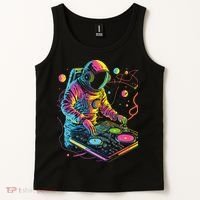 Astronaut DJ Record Techno Music Cool Astronauts Space Tank Top thumb 2