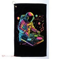 Astronaut DJ Record Techno Music Cool Astronauts Space Golf Towel thumb 0