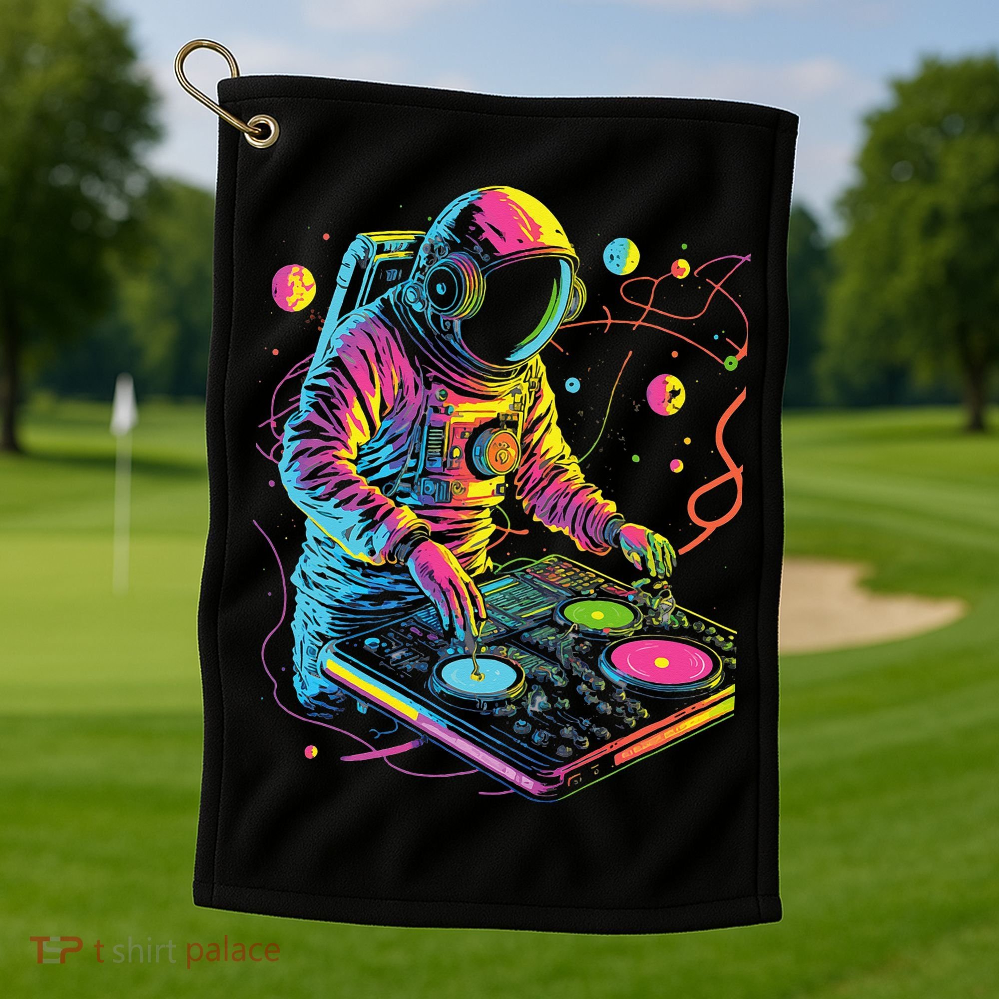 Astronaut DJ Record Techno Music Cool Astronauts Space Golf Towel