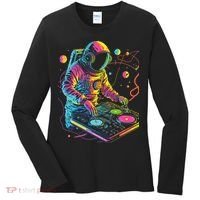 Astronaut DJ Record Techno Music Cool Astronauts Space Women's Long Sleeve Shirt thumb 0