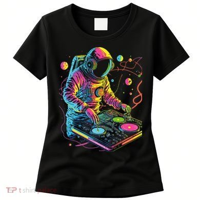 Astronaut DJ Record Techno Music Cool Astronauts Space Women's T-Shirt