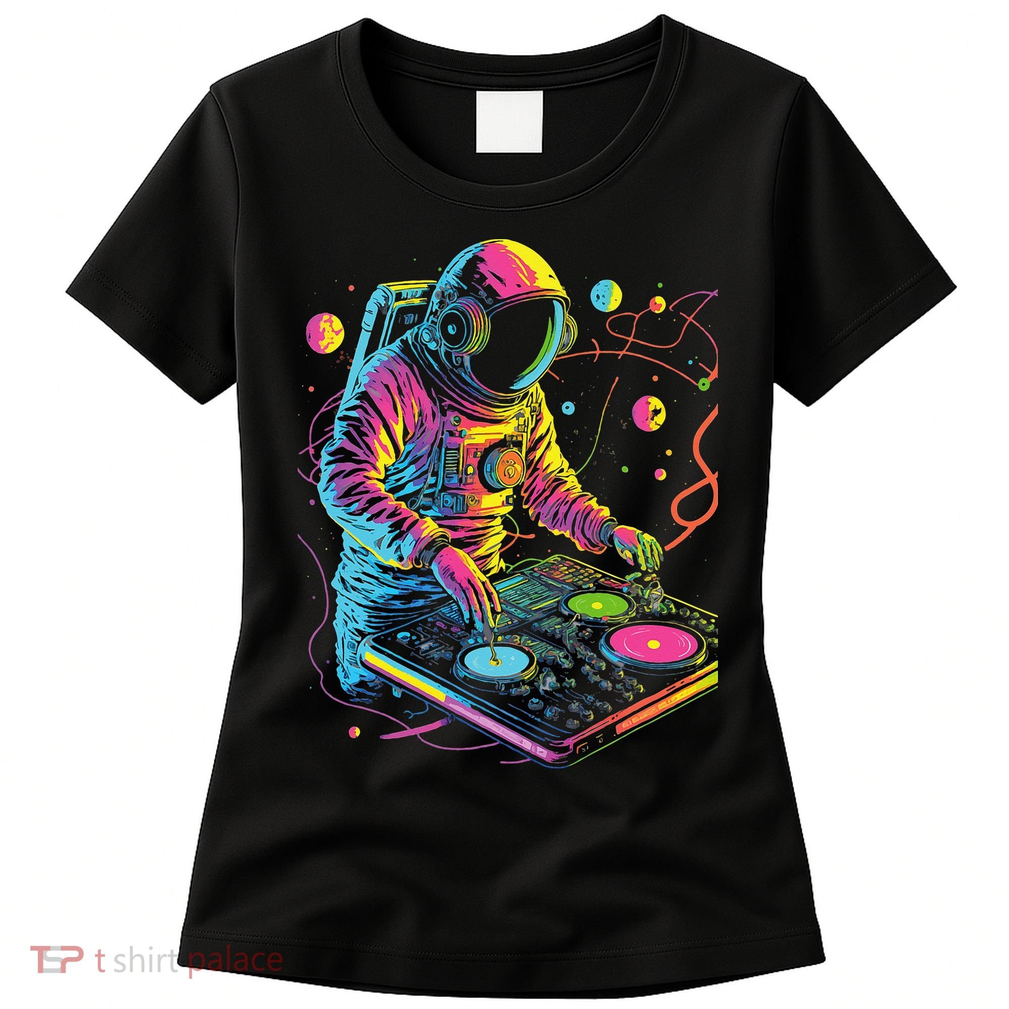 Astronaut DJ Record Techno Music Cool Astronauts Space Women's T-Shirt