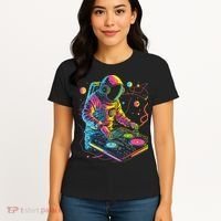 Astronaut DJ Record Techno Music Cool Astronauts Space Women's T-Shirt thumb 4