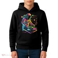 Astronaut DJ Record Techno Music Cool Astronauts Space Kids Hoodie thumb 4