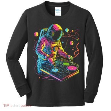 Astronaut DJ Record Techno Music Cool Astronauts Space Kids Long Sleeve Shirt