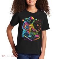 Astronaut DJ Record Techno Music Cool Astronauts Space Kids T-Shirt thumb 2