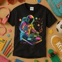 Astronaut DJ Record Techno Music Cool Astronauts Space Kids T-Shirt thumb 3