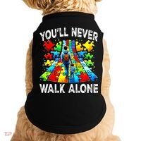 Autism Dad Support Alone Puzzle You'll Never Walk Alone  Doggie Tank thumb 0