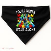 Autism Dad Support Alone Puzzle You'll Never Walk Alone  USA-Made Doggie Bandana thumb 0