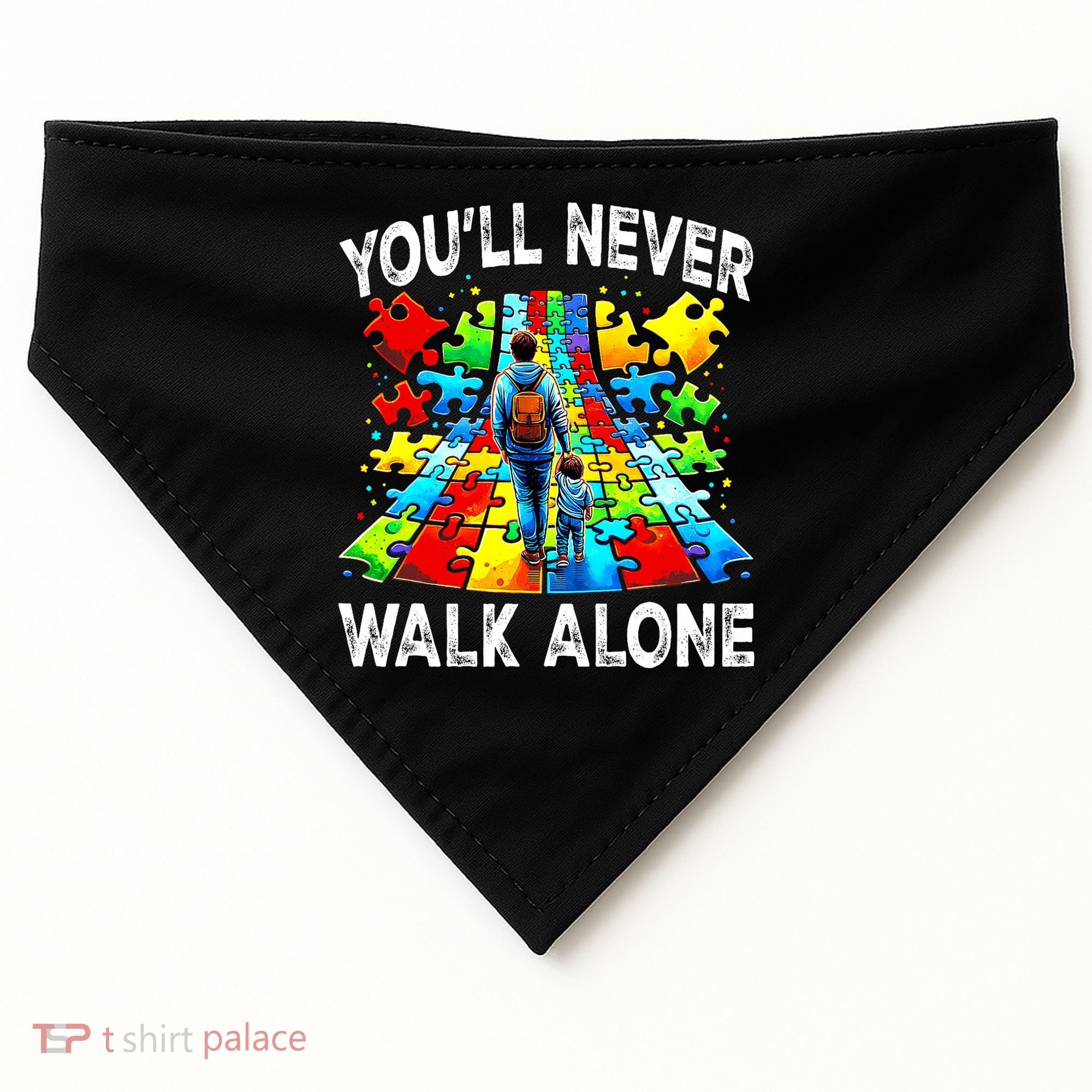 Autism Dad Support Alone Puzzle You'll Never Walk Alone  USA-Made Doggie Bandana
