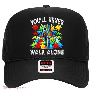 Autism Dad Support Alone Puzzle You'll Never Walk Alone  Hat