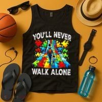 Autism Dad Support Alone Puzzle You'll Never Walk Alone  Tank Top thumb 4