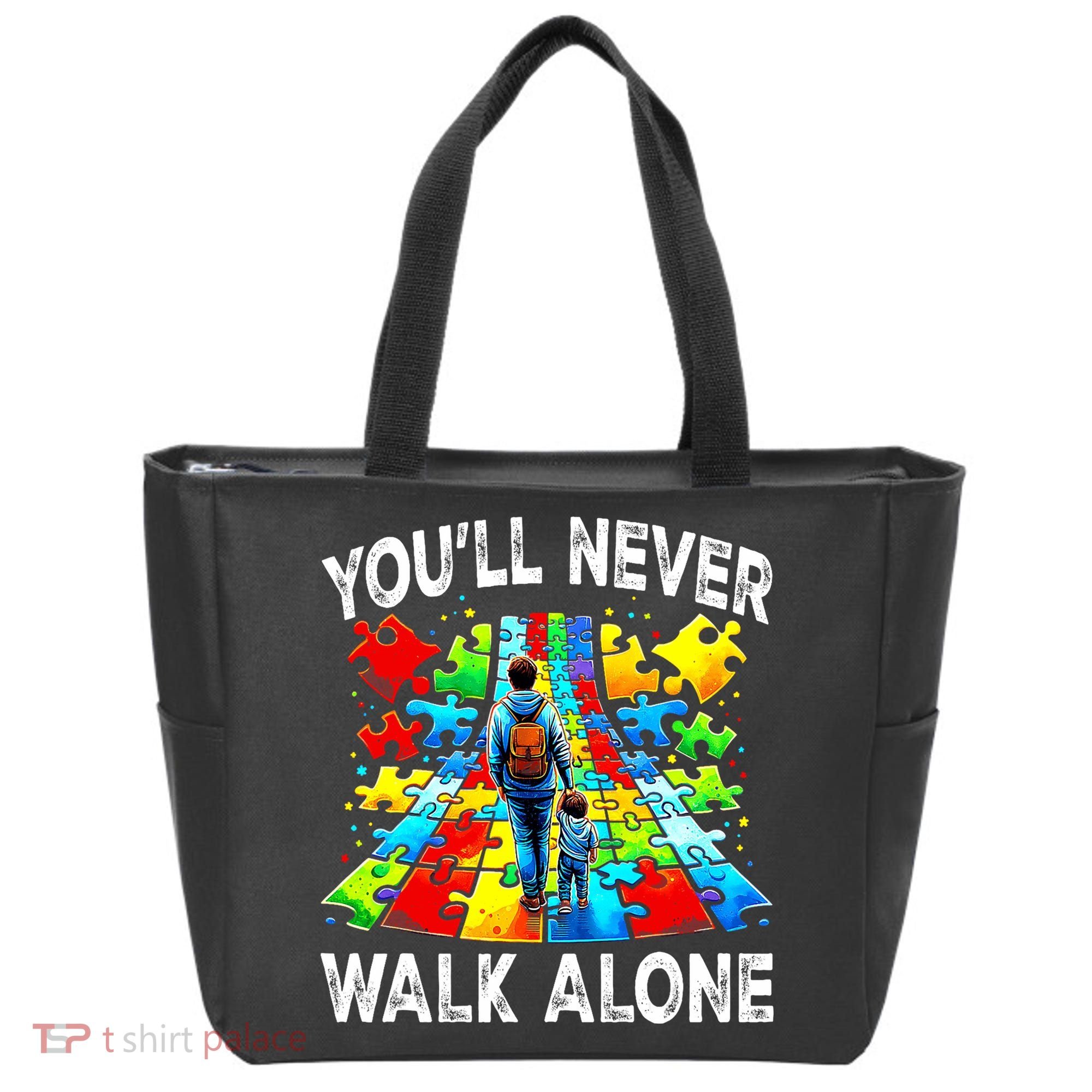 Autism Dad Support Alone Puzzle You'll Never Walk Alone  Tote Bag
