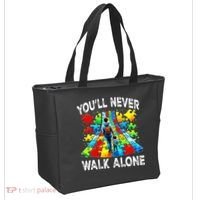 Autism Dad Support Alone Puzzle You'll Never Walk Alone  Tote Bag thumb 2