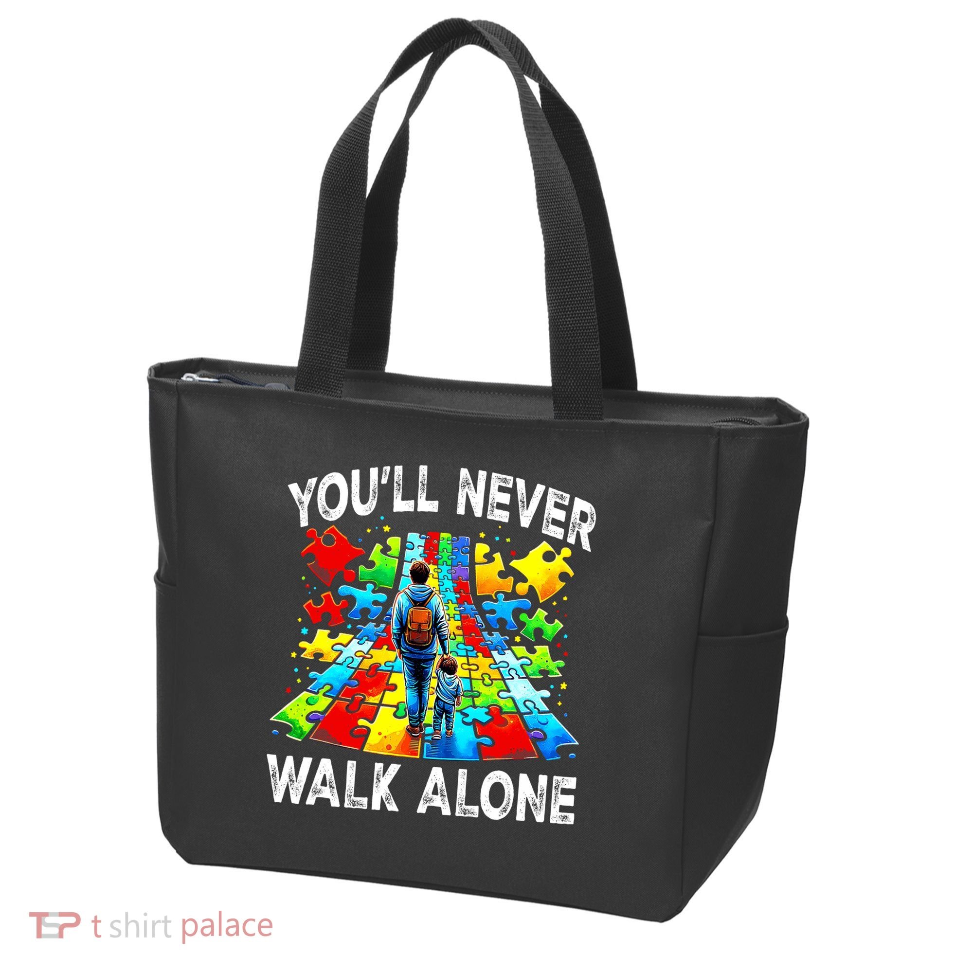 Autism Dad Support Alone Puzzle You'll Never Walk Alone  Tote Bag