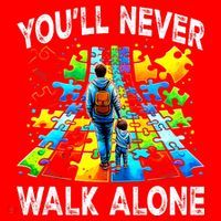 Autism Dad Support Alone Puzzle You'll Never Walk Alone  Santa Hat thumb 1