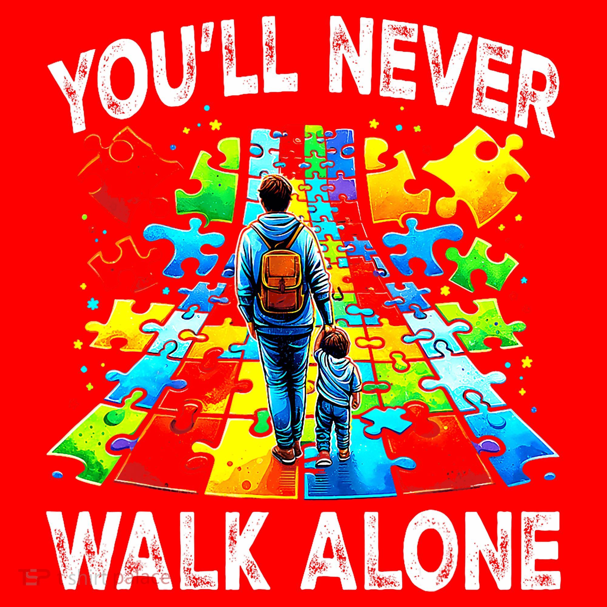 Autism Dad Support Alone Puzzle You'll Never Walk Alone  Santa Hat