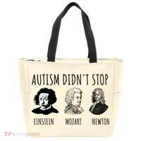 Autism Didn't Stop Einstein Mozart Newton Inspirational Autism Awareness Month Tote Bag thumb 0