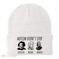 Autism Didn't Stop Einstein Mozart Newton Inspirational Autism Awareness Month Beanie thumb 0