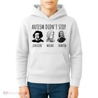 Autism Didn't Stop Einstein Mozart Newton Inspirational Autism Awareness Month Kids Hoodie thumb 4
