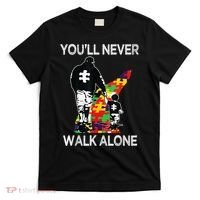 Autism Dad Support Alone Puzzle You'll Never Walk T-Shirt thumb 0