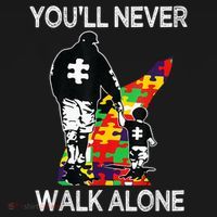 Autism Dad Support Alone Puzzle You'll Never Walk Backpack thumb 2