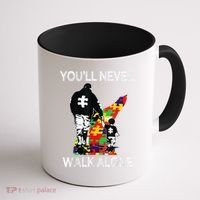 Autism Dad Support Alone Puzzle You'll Never Walk Coffee Mug thumb 1