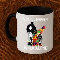Autism Dad Support Alone Puzzle You'll Never Walk Coffee Mug thumb 2
