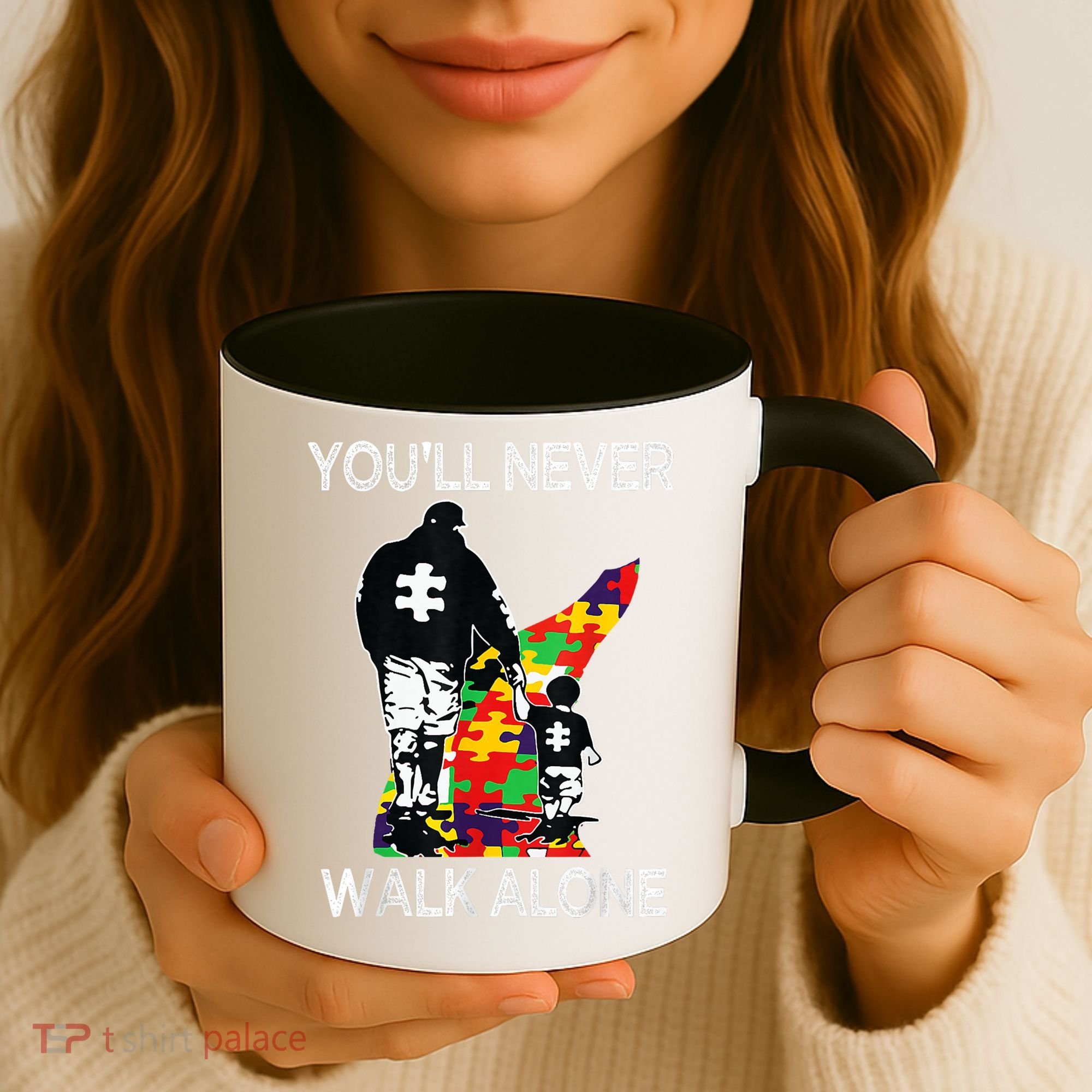 Autism Dad Support Alone Puzzle You'll Never Walk Coffee Mug