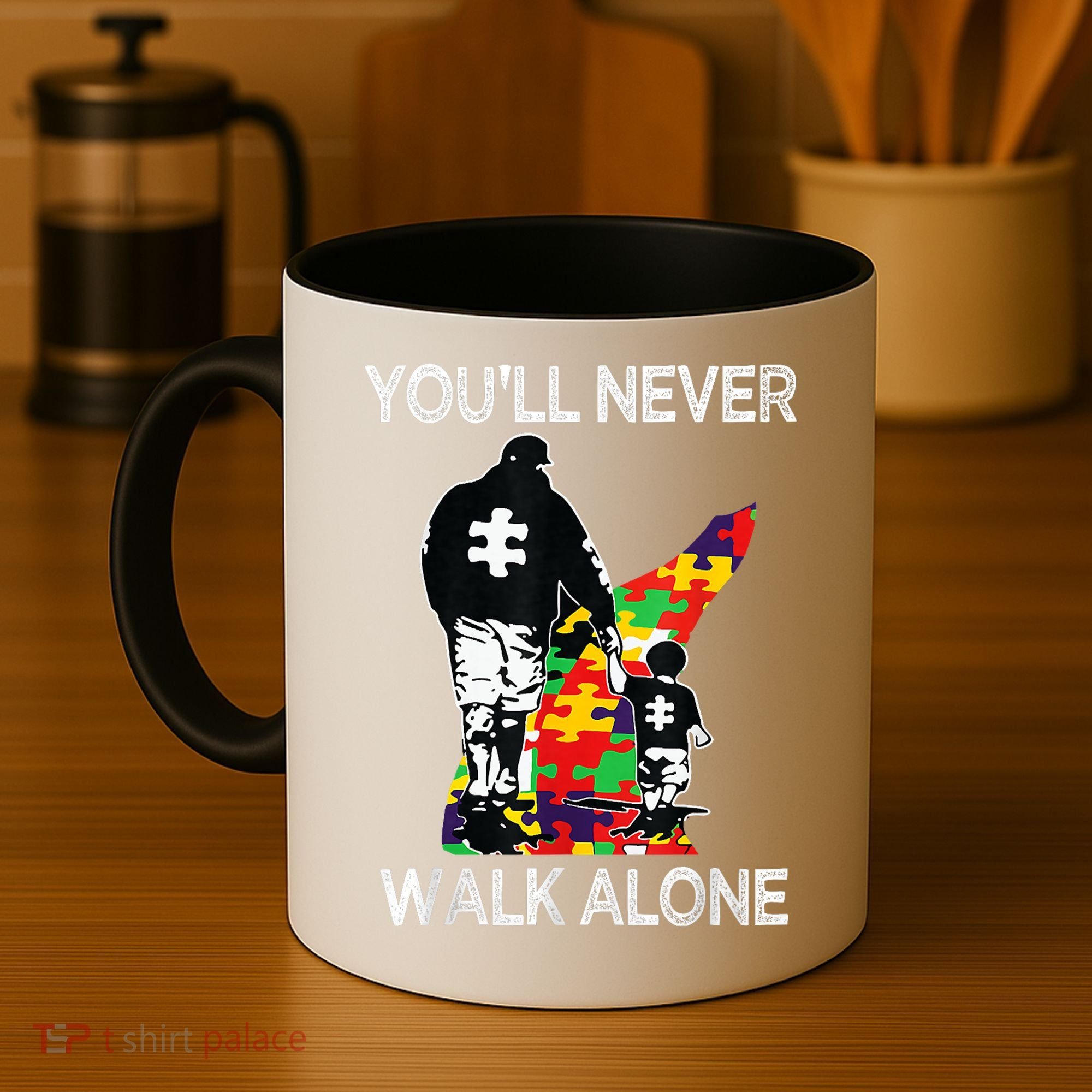 Autism Dad Support Alone Puzzle You'll Never Walk Coffee Mug